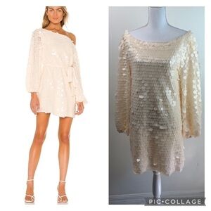 NWT Lovers & Friends Micah mini, paillette sequins, balloon sleeve shift dress